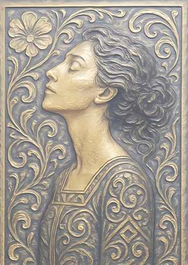 Woman in Relief with Floral Ornament