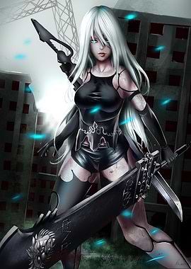 Female Warrior in a Ruined City