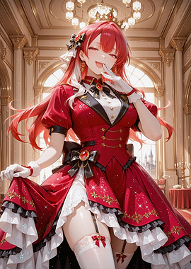 Anime Girl in Red Dress