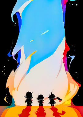 Silhouette Figures with Colorful Abstract Background