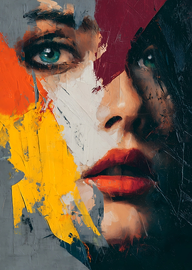 Abstract Woman Portrait with Bold Brushstrokes