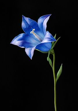 Bluebell Flower on Black Background