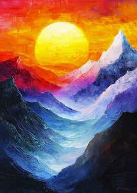 Mountain Valley Sunset Painting