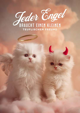 Angel and Devil Kitten Friends