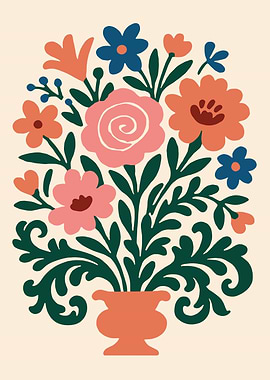 Floral Bouquet in Vase Illustration