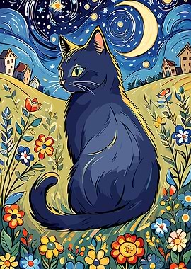 Cat in a Starry Night