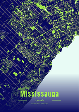 Mississauga Canada Map Art