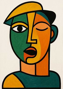 Abstract Geometric Head Portrait | Bold Cubist Picasso Style Art