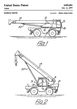 Mobile Crane Patent Drawing, 1977