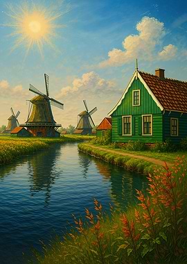 Dutch Windmills and Green House
