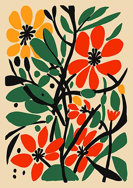 Floral Arrangement with Orange and Red Flowers