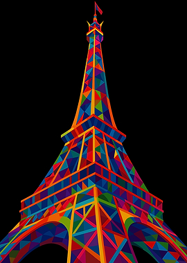 Colorful Eiffel Tower Geometric Art