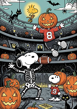Peanuts Gang Halloween Football