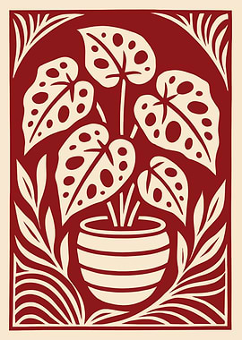 Monstera Plant in Pot Illustration