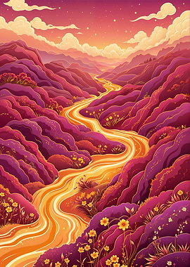 Purple Mountains and Golden River
