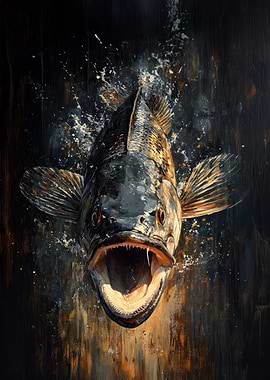 Aggressive Fish Painting | Wall art for sport anglers