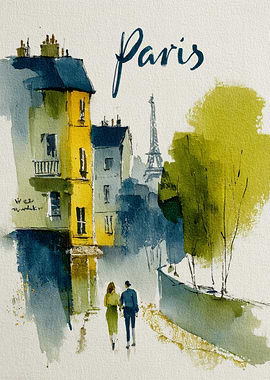 Paris Watercolor Painting