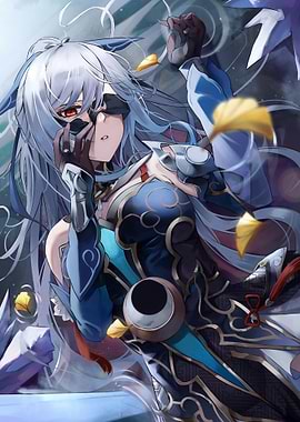 Anime Girl with Blindfold and Red Eyes