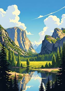 Yosemite Valley Landscape Painting