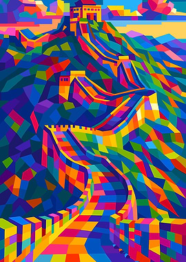 Colorful Great Wall of China Art