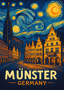 Münster Germany Starry Night Art