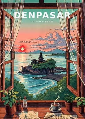 Bali Island Through the Morning Window