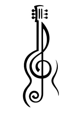 Guitar Treble Clef Black and White