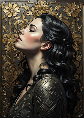 Woman with dark hair and armor