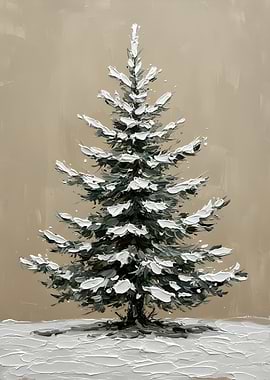 Snowy Christmas Tree Painting