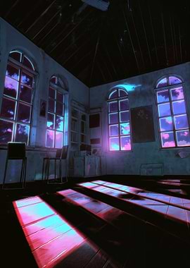 Dreamy Room with Sunset Windows - Dark Retro Aesthetic