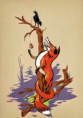 Fox and Crow Illustration