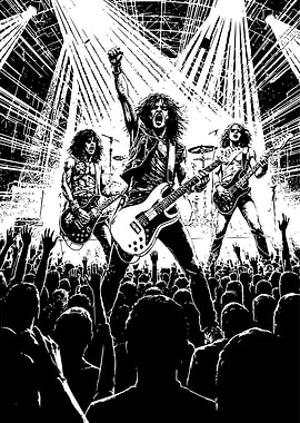 Rock Band Concert Black and White
