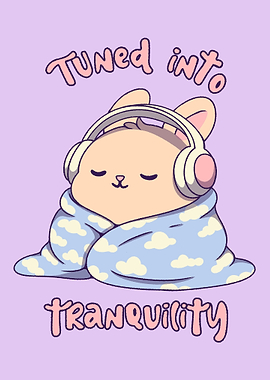 Tuned into Tranquility Cartoon Illustration