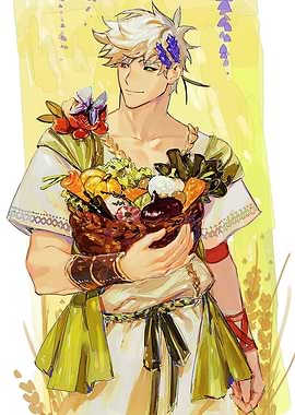 Harvest Man with Basket of Produce