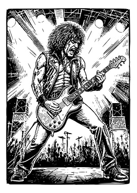 Rock Concert Guitarist Illustration