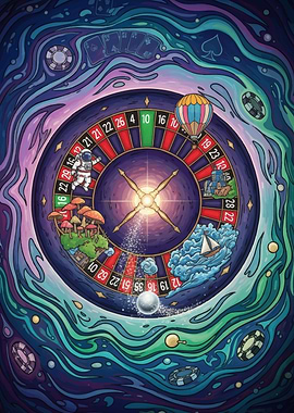 Surreal Roulette Wheel Illustration