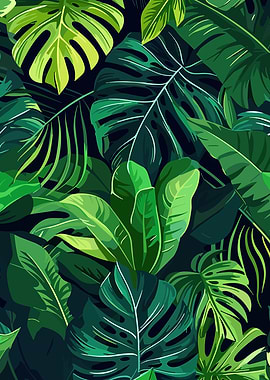 Tropical Green Leaves Pattern