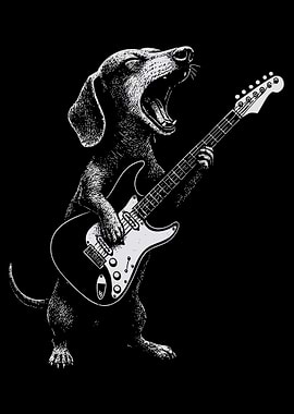Dog playing guitar