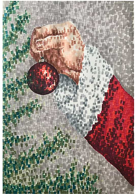 Christmas stocking with ornament art