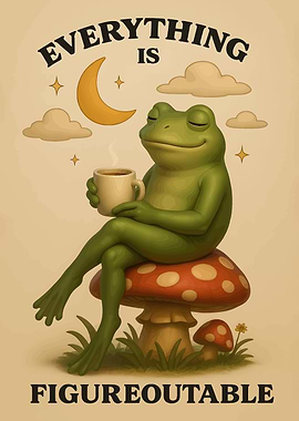 Frog on Mushroom with Coffee