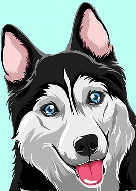 Cartoon Husky Portrait