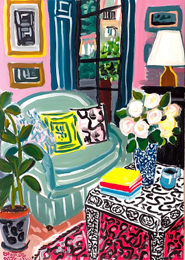 Cozy Interior Painting with Armchair