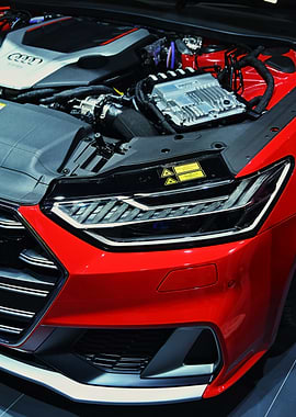 Red Audi Car Engine Close-Up