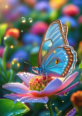 Blue Butterfly on Flower