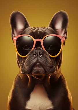 Cool Bulldog with Sunglasses Portrait