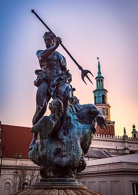 Neptune Fountain in Poznan, Poland