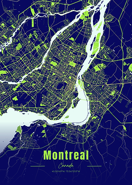 Montreal Canada City Map Art