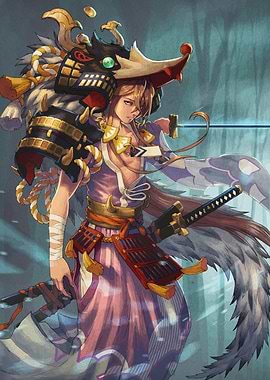 Samurai Warrior with Boar Headdress