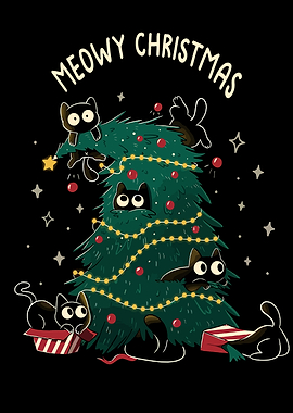 Meowy Christmas Cats and Tree