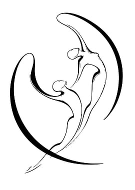 Abstract Dance Duo in Black and White